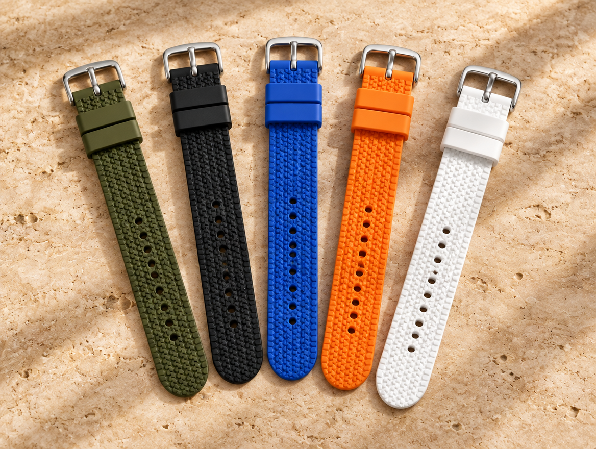 MATCHDAY Wechselbänder in fünf Farben: Oliv, Schwarz, Blau, Orange, Weiß