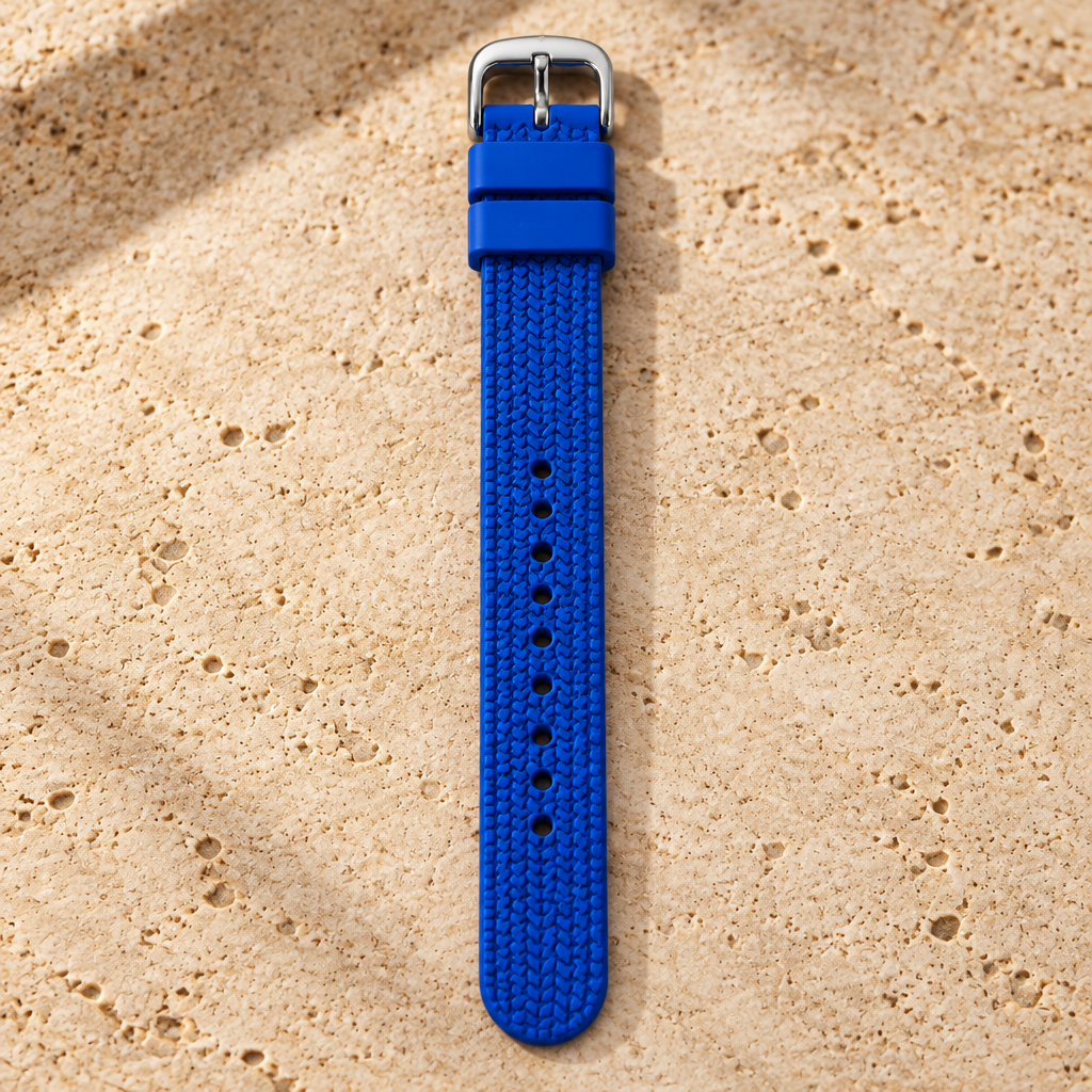 MATCHDAY Wechselband Blau, Silikon mit Reifenprofil, 18 mm, Edelstahl-Schnalle