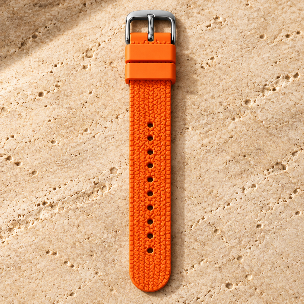 MATCHDAY Wechselband Orange, Silikon mit Reifenprofil, 18 mm, Edelstahl-Schnalle